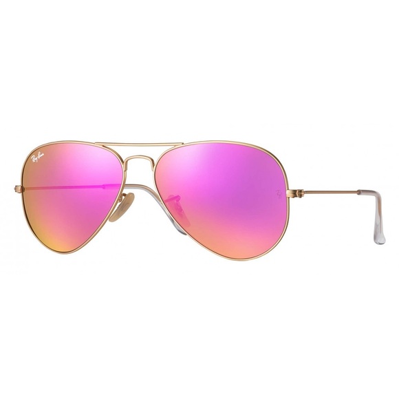 LIKE NEW Bright Pink Mirrored Ray Ban Aviator Sunglasses - Picture 6 of 10